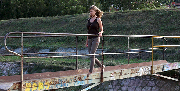 Girl Crossing the Small Bridge 5 Girl Crossing the Small Bridge 5