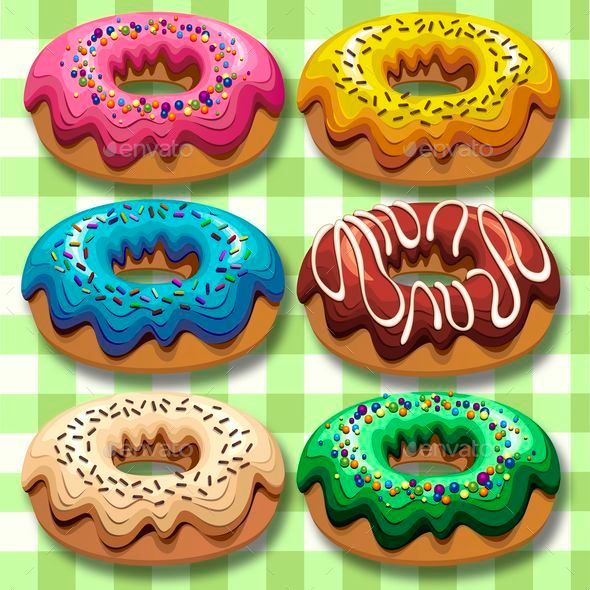 GraphicRiver Donuts 6 Flavours Set 8934445 GraphicRiver Donuts 6 Flavours Set 8934445