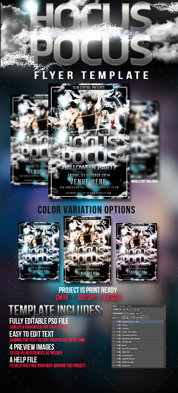 Hocus Pocus Halloween Party Flyer Template