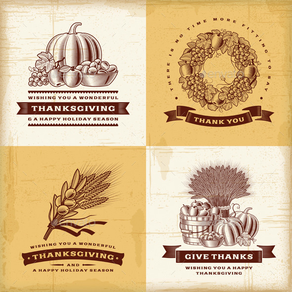 Vintage Thanksgiving Labels Set