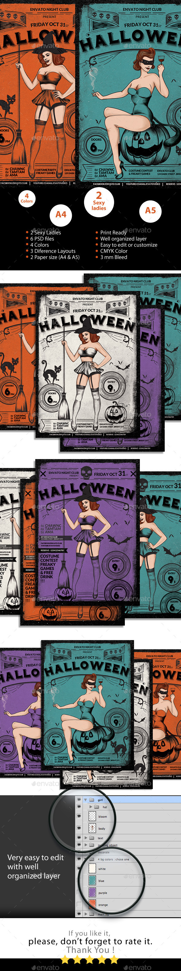 Halloween Sexy Vintage Grunge Flyer