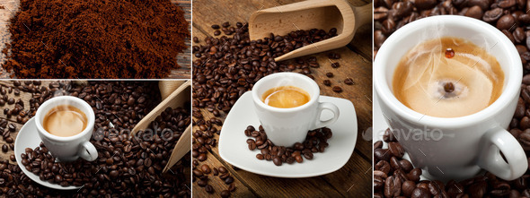 Coffee Collage with espresso and coffee beans (Misc) Photo Download