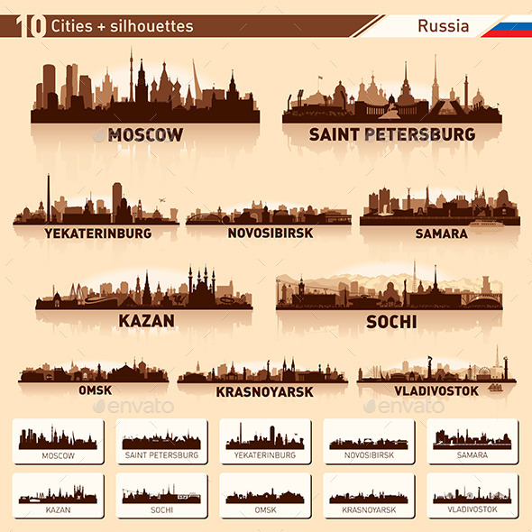 GraphicRiver City Skyline Set Russia Vector Silhouettes 8936368 GraphicRiver City Skyline Set Russia Vector Silhouettes 8936368