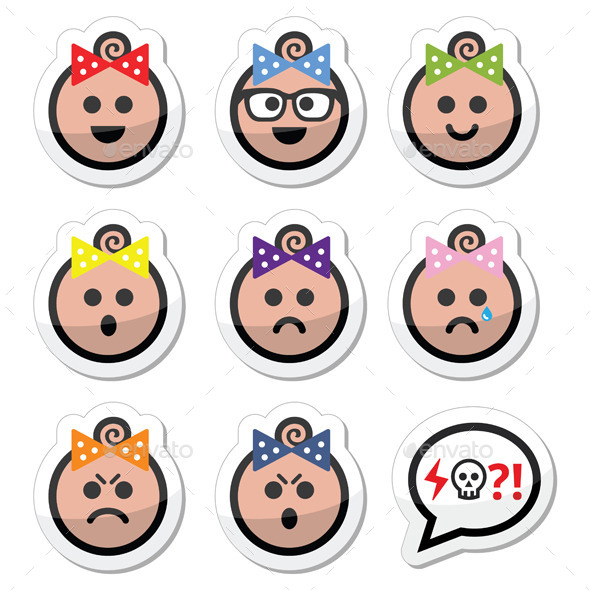 GraphicRiver Baby Girl Faces Avatar Vector Icons Set 8936523 GraphicRiver Baby Girl Faces Avatar Vector Icons Set 8936523