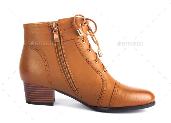 Demi-season brown female boot isolated on white background (Misc) Photo Download