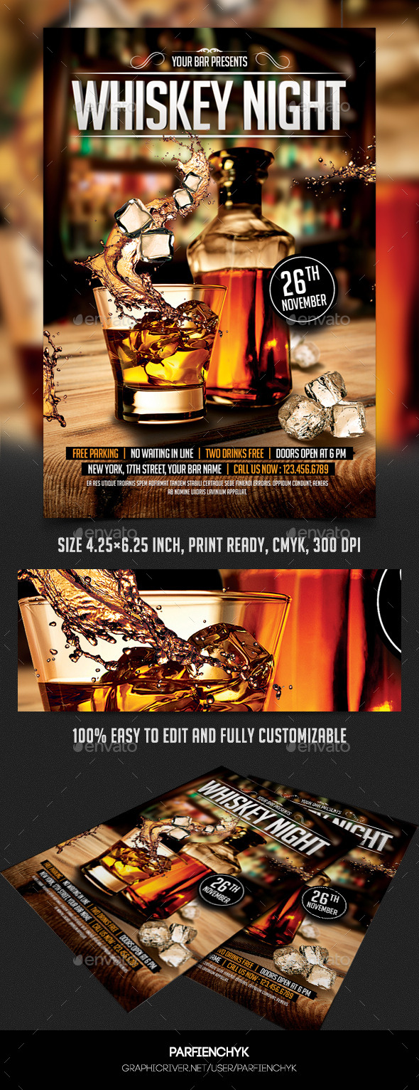 GraphicRiver Whiskey Night Flyer Template 8937625 GraphicRiver Whiskey Night Flyer Template 8937625