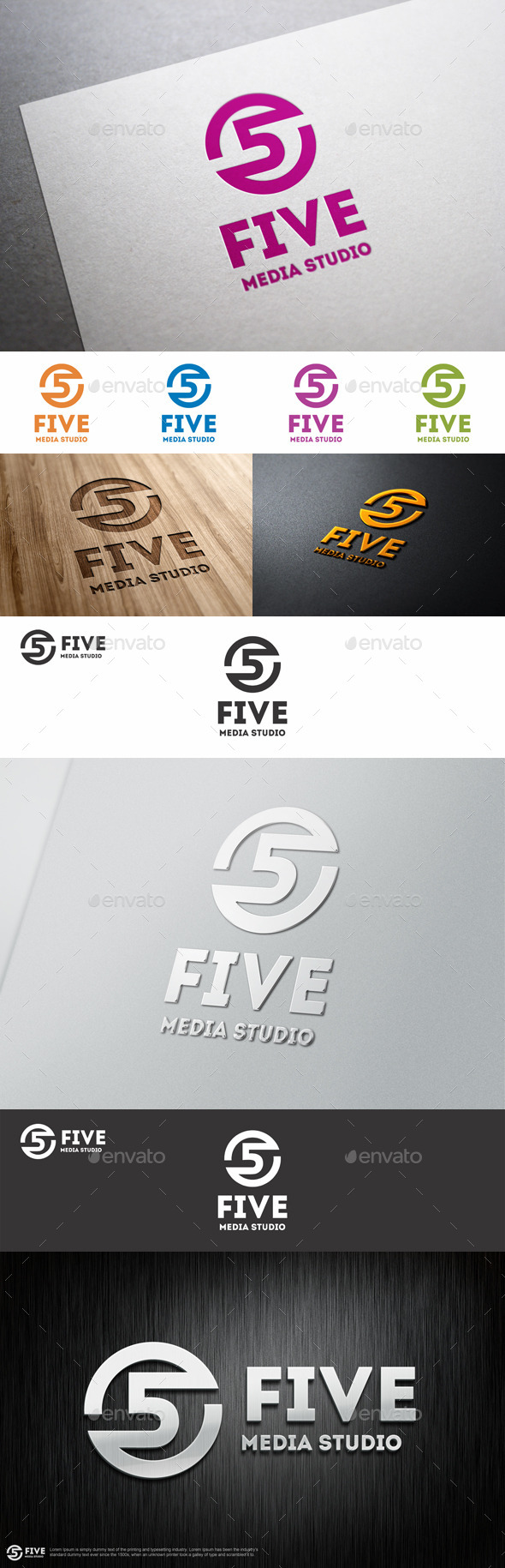 Five Media Studio Logo Template (Numbers)