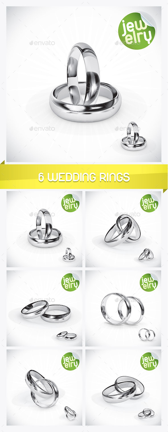 GraphicRiver 6 Silver Wedding Rings 8939482 GraphicRiver 6 Silver Wedding Rings 8939482