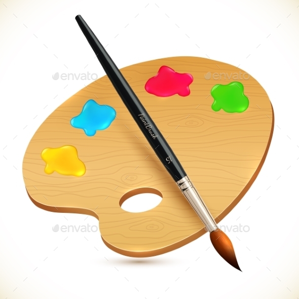 GraphicRiver Realistic Paintbrush and Wooden Palette 8942485 GraphicRiver Realistic Paintbrush and Wooden Palette 8942485