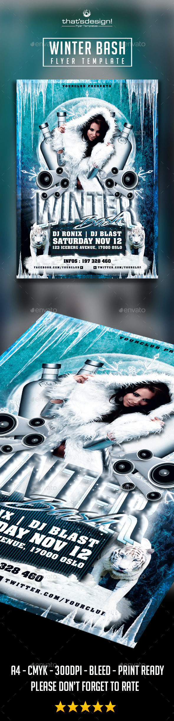 Winter Bash Flyer Template - Clubs & Parties Events
