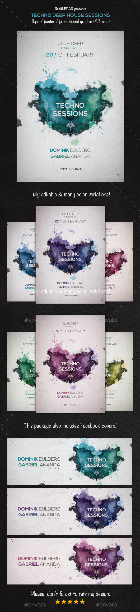 GraphicRiver Flyer Techno Deep House Party 8943043 GraphicRiver Flyer Techno Deep House Party 8943043