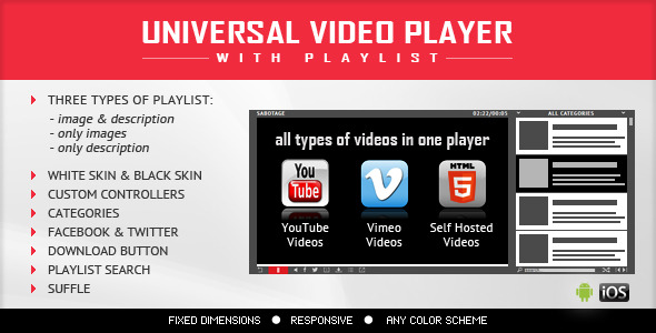CodeCanyon Universal Video Player YouTube Vimeo Self-Hosted 8949390 CodeCanyon Universal Video Player YouTube Vimeo Self-Hosted 8949390