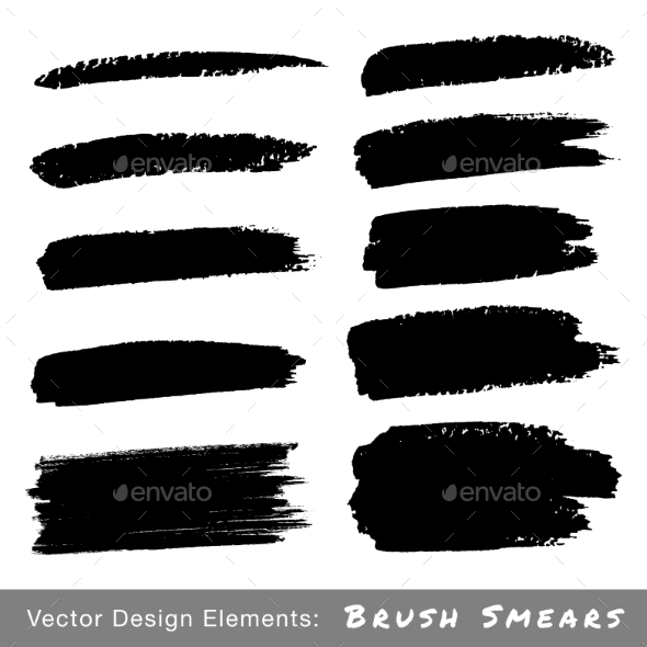 Set of Hand Drawn Grunge Brush Smears (Miscellaneous)