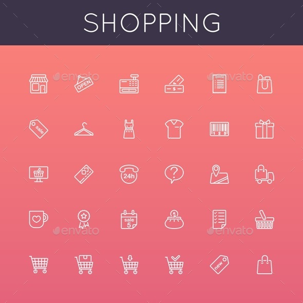 Vector Shopping Line Icons (Business)