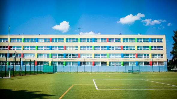 Clouds In Sky Over School And Sports In Day Clouds In Sky Over School And Sports In Day