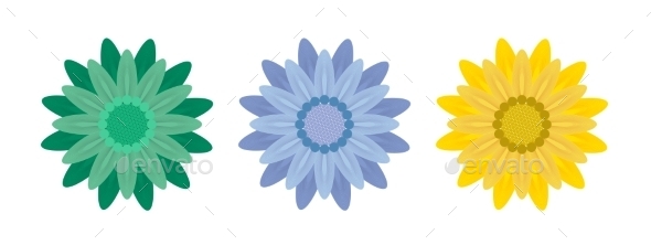 Abstract Flowers on White Background. Vector Illustration. (Flowers & Plants)