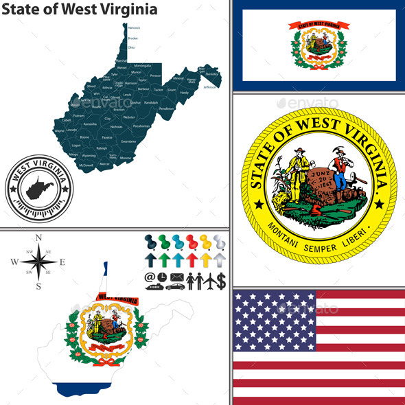 Map of state West Virginia, USA (Travel)