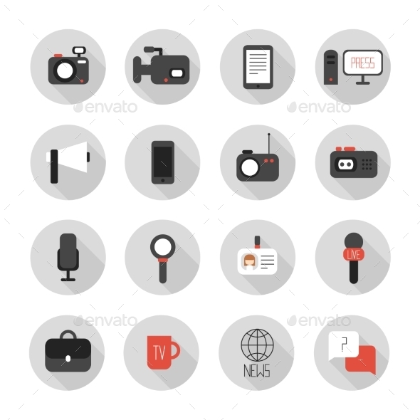 GraphicRiver Set of Flat Colorful Vector Journalism Icons 8953417 GraphicRiver Set of Flat Colorful Vector Journalism Icons 8953417