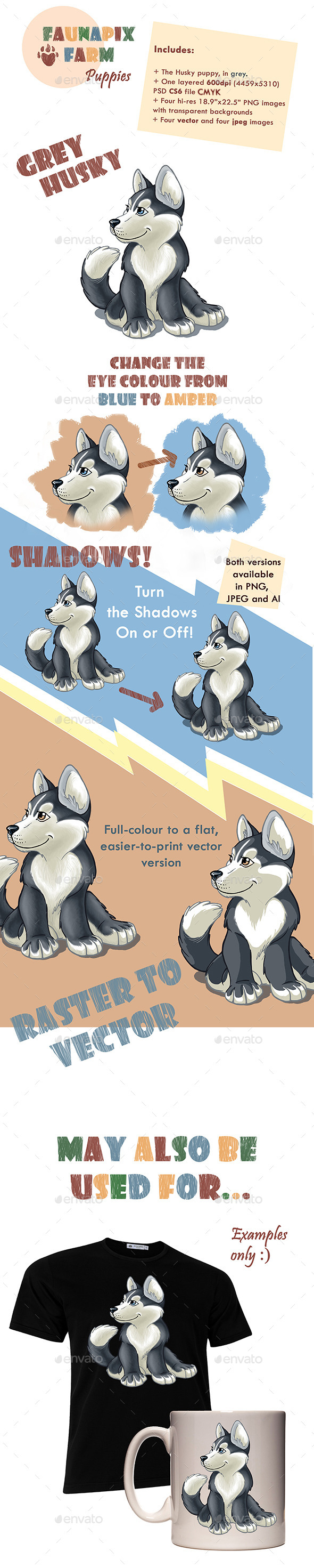 GraphicRiver Grey Husky Pup Illustration 8954615 GraphicRiver Grey Husky Pup Illustration 8954615
