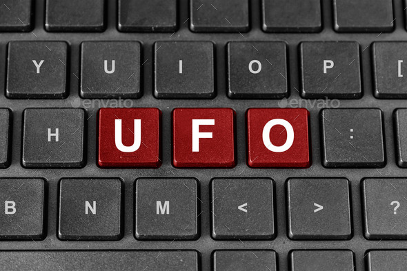 UFO or Unidentified flying object word on keyboard