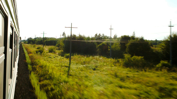 Moving Train And Passing Landscape Moving Train And Passing Landscape