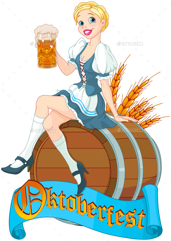 GraphicRiver Oktoberfest Girl on the Keg 8967371 GraphicRiver Oktoberfest Girl on the Keg 8967371