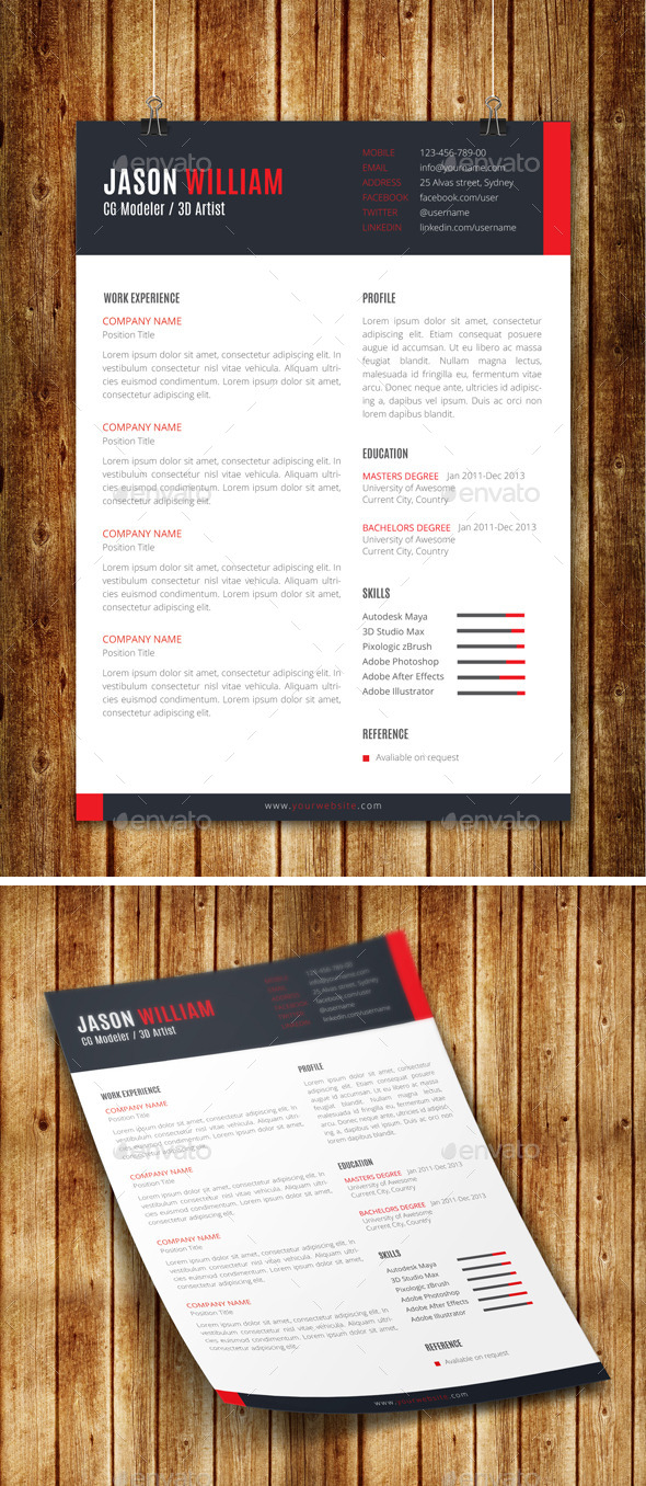 GraphicRiver Simple & Clean Resume 8968484 GraphicRiver Simple & Clean Resume 8968484