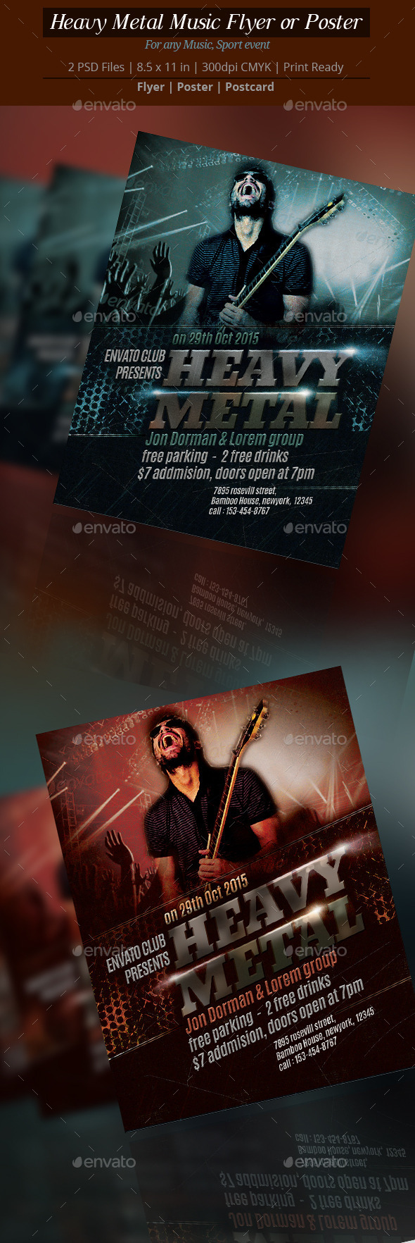 Heavy Metal Music Flyer or Poster (Clubs & Parties)