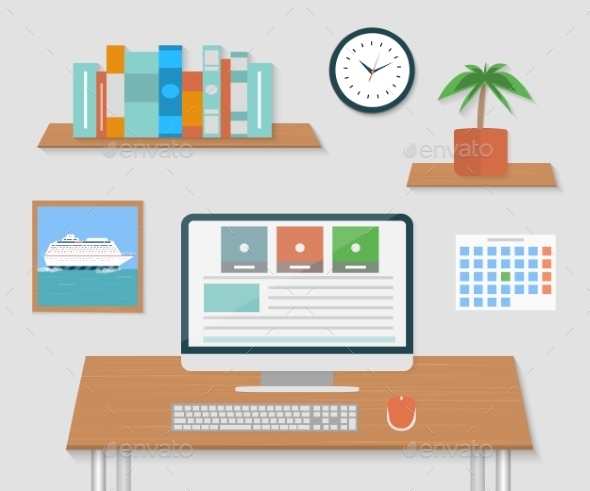 GraphicRiver Modern Office Interior with Designer Desktop 8973075 GraphicRiver Modern Office Interior with Designer Desktop 8973075