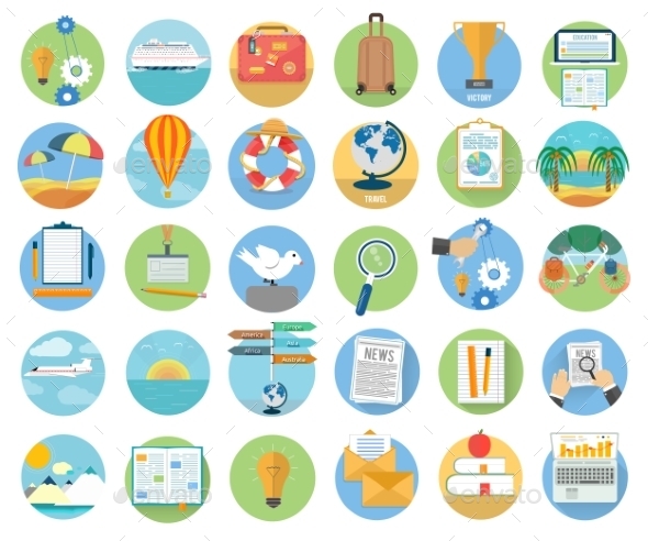 GraphicRiver Traveling and Planning Summer Vacation Icons 8973264 GraphicRiver Traveling and Planning Summer Vacation Icons 8973264