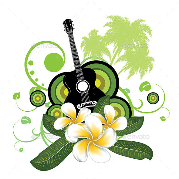 GraphicRiver Plumeria Flowers and Guitar 8975849 GraphicRiver Plumeria Flowers and Guitar 8975849
