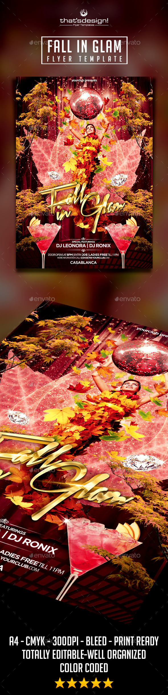 Fall In Glam Party Flyer - Print Templates