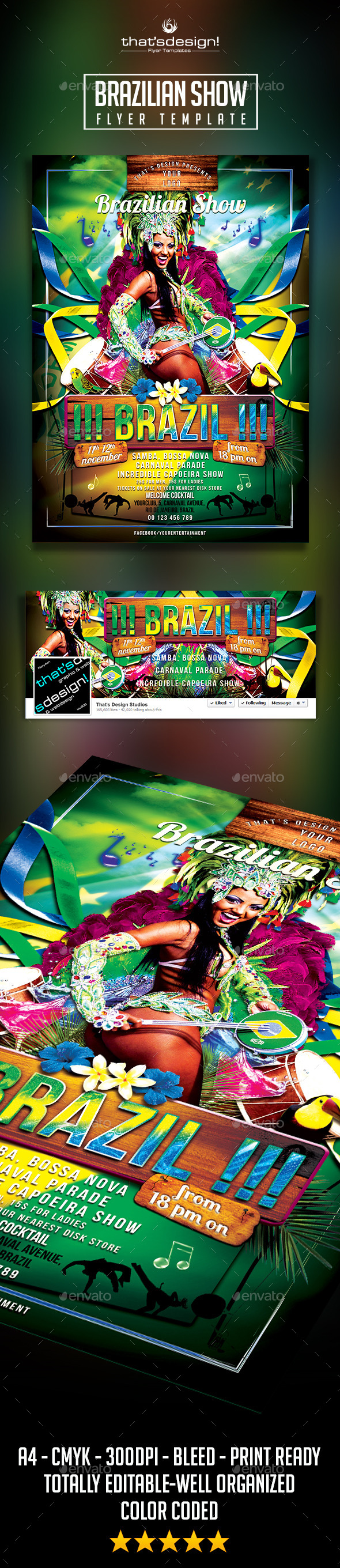 Brazilian Show Flyer Template - Clubs & Parties Events