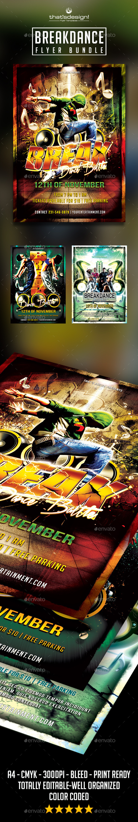 Break Dance Battle Flyer Bundle - Events Flyers