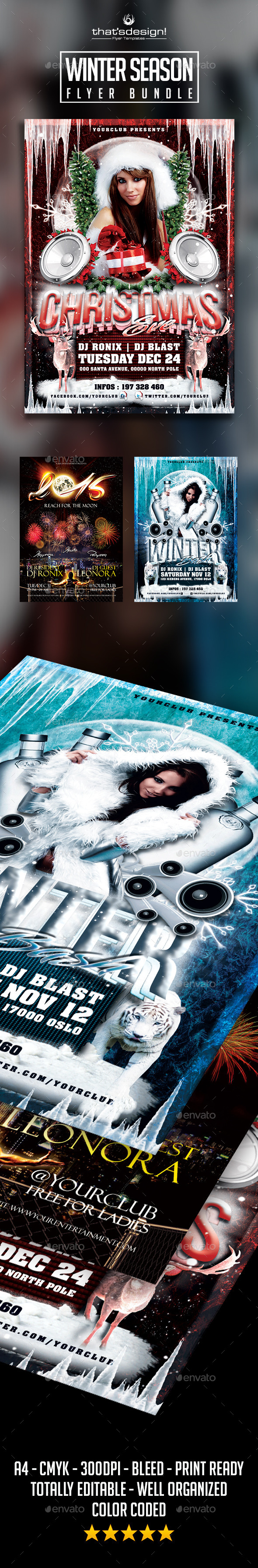 Winter / Christmas / New Year Flyer Bundle - Clubs & Parties Events