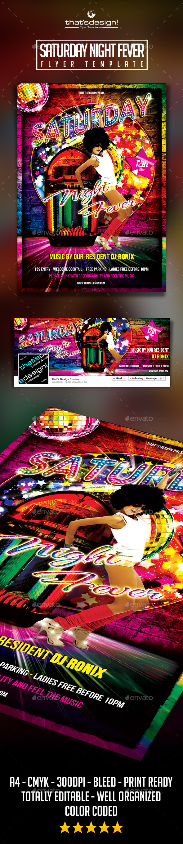 Saturday Night Fever Flyer Template - Clubs & Parties Events