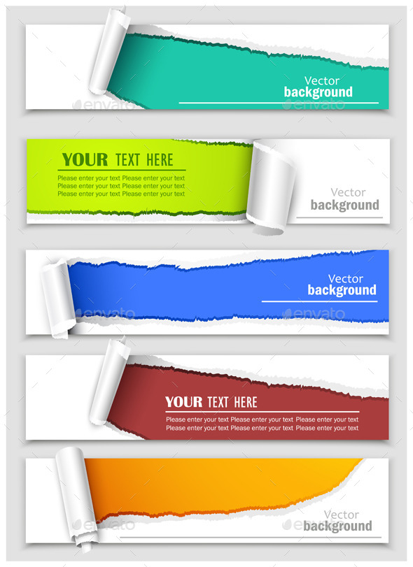 GraphicRiver Set of Banners with Torn Corners 8977729 GraphicRiver Set of Banners with Torn Corners 8977729