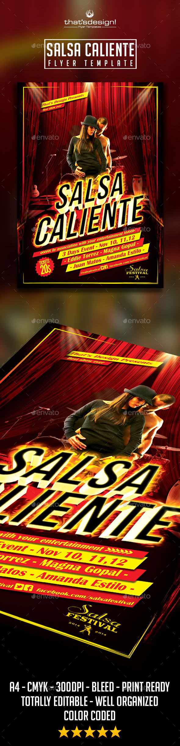 Salsa Caliente Flyer Template - Miscellaneous Events