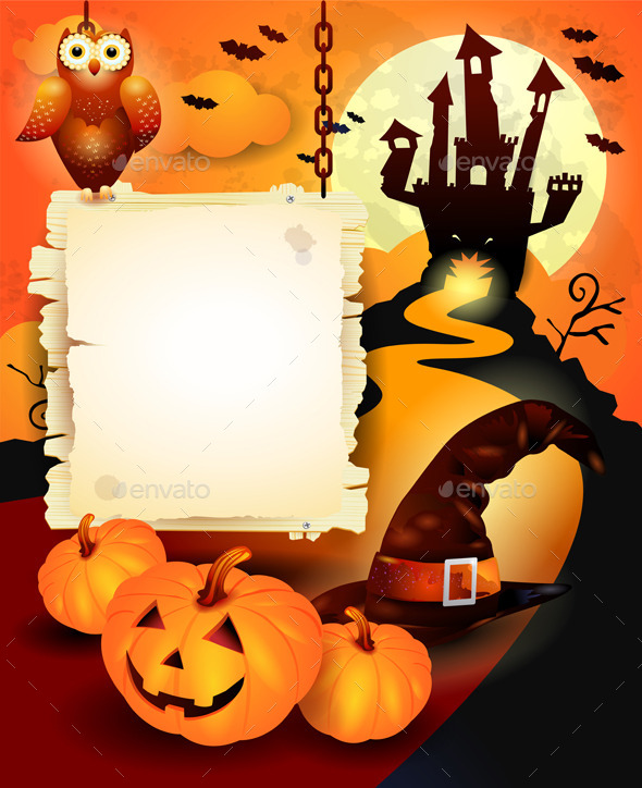 GraphicRiver Halloween Background with Sign in Orange 8979475 GraphicRiver Halloween Background with Sign in Orange 8979475