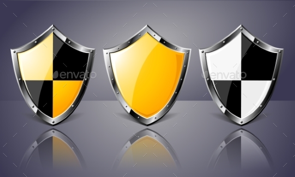 GraphicRiver Set of Steel Shields over Dark Background 8979476 GraphicRiver Set of Steel Shields over Dark Background 8979476