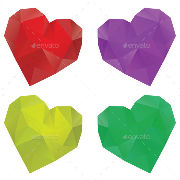 Polygonal Hearts Set (Misc) Photo Download