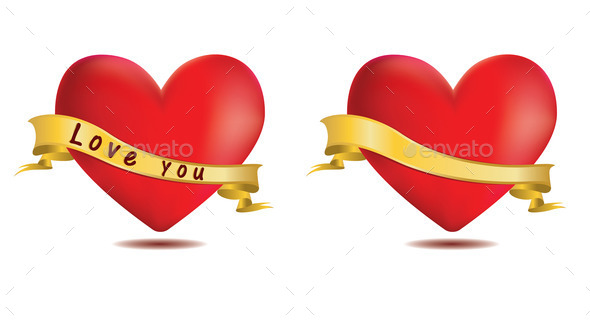 Red hearts with ribbon (Misc) Photo Download