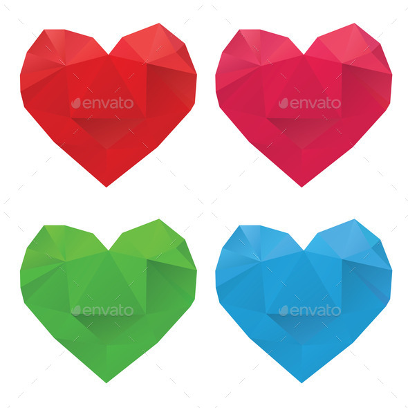 Polygonal Hearts Set (Misc) Photo Download