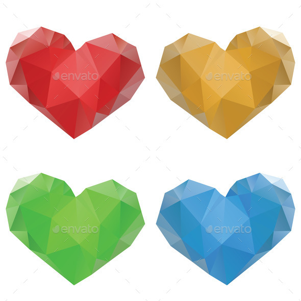 Polygonal Hearts Set (Misc) Photo Download