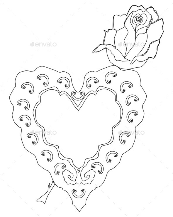 Sketch of rose and heart shaped object (Misc) Photo Download