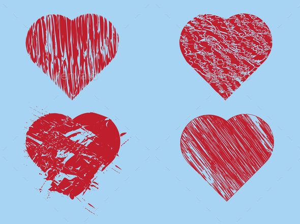 Hand drawn red hearts (Misc) Photo Download