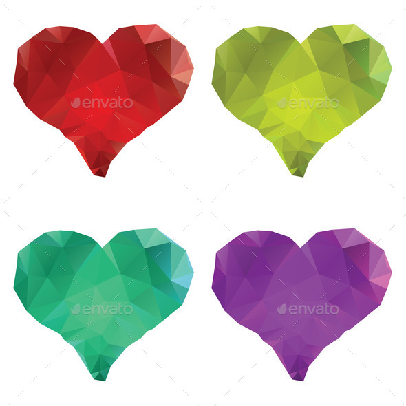 Polygonal Hearts Set (Misc) Photo Download