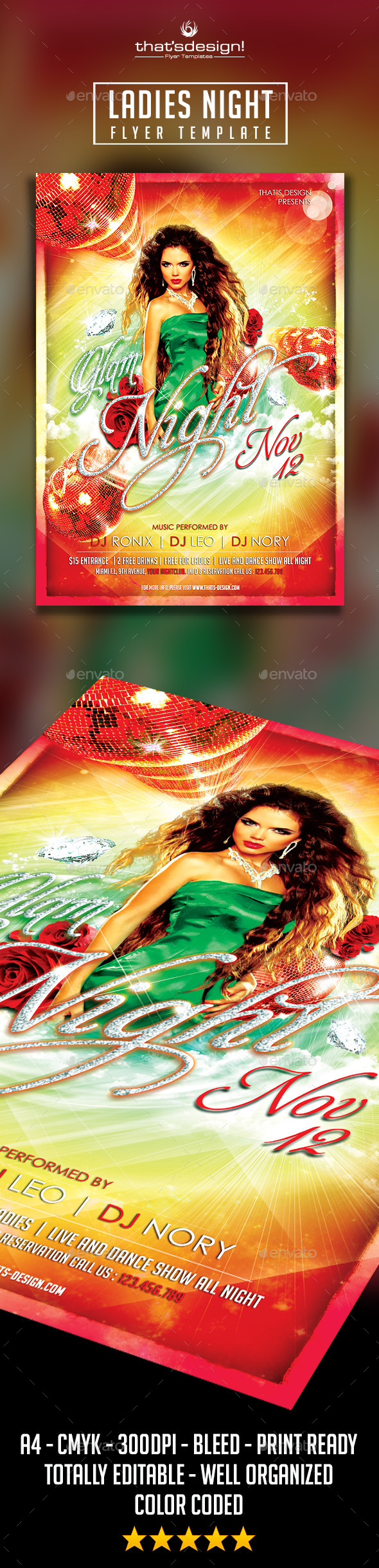 Glam Night Flyer Template - Print Templates