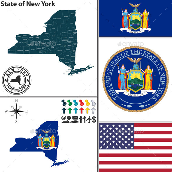 GraphicRiver Map of state New York USA 8980453 GraphicRiver Map of state New York USA 8980453