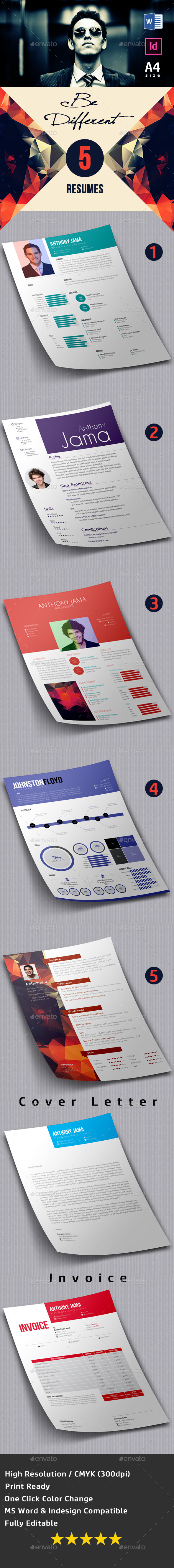 GraphicRiver 5 Resumes Pack 8961472 GraphicRiver 5 Resumes Pack 8961472